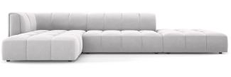 Micadoni Modulares Ecksofa Serena 5-Sitzer, offene Seite, Samtstoff Beige, Silber, Links