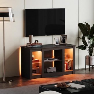 WLIVE Lowboard TV-Schrank mit RGB-LED (22 Modi), 3 offene Fächer & verstellbare, 100 × 40× 56 cm, modern & stabil