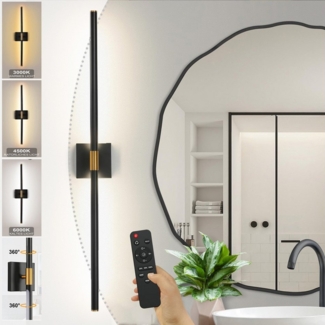 Jibenhome LED Spiegelleuchte Kabellose Wandleuchten 10000 mAh,Dimmbar,Fernbedienung & USB-C, 1er-Set, LED fest integriert, 330° Drehbar Wandlampe,Ohne Kabel,Indoor,Outdoor