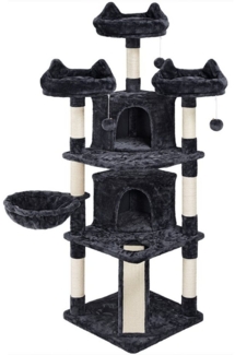 Yaheetech Kratzbaum 175/193 cm, Katzenbaum mit Aussichtsplattformen & Liegemulde & Katzenhaus