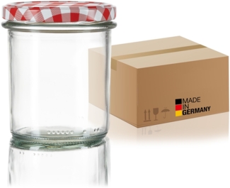BigDean 108x Marmeladengläser 350ml - Einmachgläser Einweckgläser Sturzgläser - Made in Germany - Einkochgläser mit Schraub-Deckel TO 82 - Rot kariert