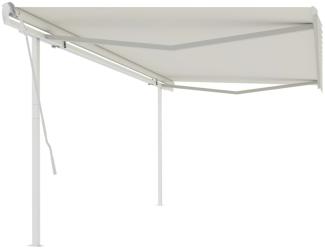 vidaXL Markise Manuell Einziehbar mit Pfosten 5x3,5 m Creme 3070057