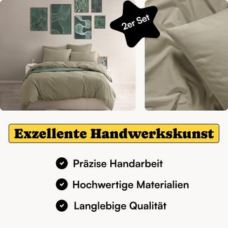 Seralino Kissenbezüge Perkal Kissenbezug (100% Baumwolle) weich angeraut, hautfreundlich, besonders weich & atmungsaktiv, BCI zertifiziert, mit Reißverschluss