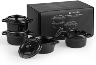 Navaris Serviertopf Mini Cocotte - Vielseitige Mini Auflaufform mit Deckel ofenfest - 4er, (4-tlg)