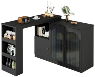 TavilaEcon Bartisch 360° rotierbar, Changhong-Glastür, multifunktional, 120 x 40 x 97 cm, Schwarz