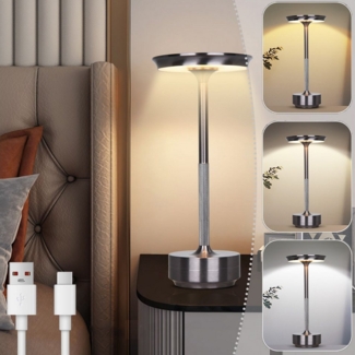 MUPOO LED Tischleuchte Tischlampe Akku Touch Dimmbar mit USB-C,3 Farbtem, Pistolengrau, UFO Nachtlicht IP54 Indoor,Outdoor Camping,Memory-Funktion