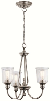 Kronleuchter, Hängelampe, Stahl Glas, Zinn, D 56 cm