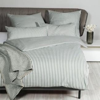 Janine Edelflanell Bettwäsche Chinchilla S 78060|Kissenbezug einzeln 80x80 cm| salbeigrün