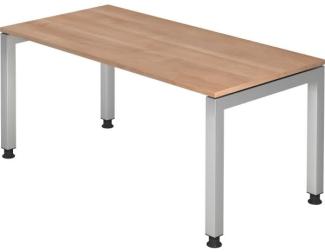 Schreibtisch JS16 U-Fuß / 4-Fuß eckig 160x80cm Nussbaum Gestellfarbe: Silber