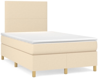 vidaXL Boxspringbett mit Matratze Creme 120x190 cm Stoff 3269921