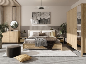 Schlafzimmer-Set Snugly I (Farbe: Geölte Eiche + Today 03, Größe: 160x200)
