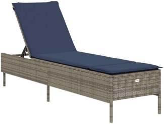 vidaXL Sonnenliege mit Kissen Grau Poly Rattan 4002725