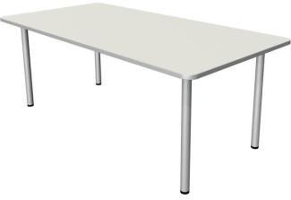 Kerkmann Schreibtisch Prime 200x100x75 cm 4 Bein-Gestell alusilber Weiß