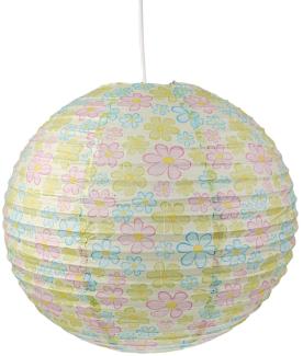 Kinder Papierlampe BLUMEN Motiv Lampenschirm Ø40cm mit Aufhängung & LED Licht