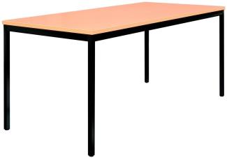 Schreibtisch Profi Besprechungstisch Büromöbel Verkaufstisch Computertisch 160 x 80 cm RAL 9005 Schwarz/Buche Dekor 331001