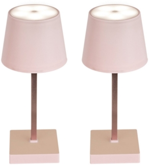 HAC24 LED Nachttischlampe 2x Tischleuchte mit Touchfunktion Nachttischlampe Schreibtischlampe, LED fest integriert, Warmweiß, Aufladbar, Rosa, Dimmbar