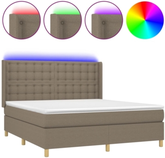 vidaXL Boxspringbett mit Matratze & LED Taupe 160x200 cm Stoff 3139209