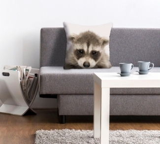 queence Dekokissen Dean, Kissenhülle,Waschbär,Lustig,Tiere,Niedlich,Freundlich,Natur,Wald,Bunt