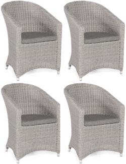 Sonnenpartner 4er-Set Garten-Sessel Solana Aluminium mit Polyrattan stone-grey Gartenstuhl