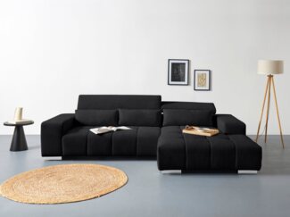 COTTA Ecksofa Orion L-Form, mit Recamiere, inkl. verstellbaren Kopfstützen und 3 Kissen