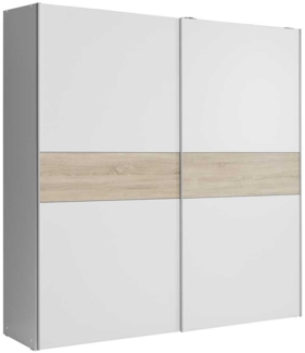 FORTE 'Nigel / Longline' Schwebetürenschrank, Holzwerkstoff Weiß/Holzfarben, 170 x 191 x 61 cm