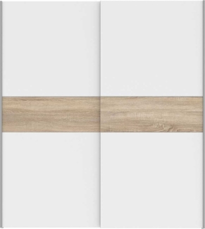 Schwebetürenschrank Nigel / Longline , Holzwerkstoff , Weiß, Holzfarben , 170 x 191 x 61 cm