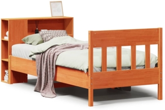 vidaXL Massivholzbett mit Regal ohne Matratze Wachsbraun 100x200 cm 3323199