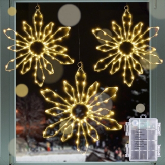 Elegear LED-Lichterkette metalle Dekolicht für Ostern mit Lichterkette(Indoor/Outdoor), LED Schneeflocke für Fenster/Tür Indoor/Outdoor