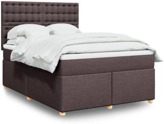 vidaXL Boxspringbett mit Matratze Dunkelbraun 140x200 cm Stoff 3291320