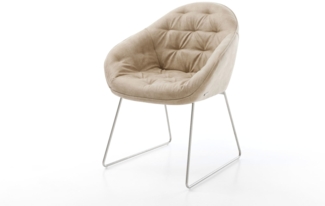 Esszimmerstuhl Gaio-Flex Mikrofaser Beige Vintage Kufengestell Edelstahl