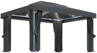 vidaXL Pavillon mit Vorhängen & LED-Lichterkette 4x3 m Anthrazit 3070355