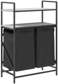 vidaXL Wäschekorb 2 Fächer mit Ablagen Grau Sonoma 859088