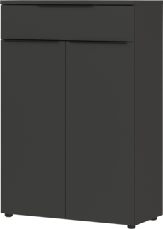 bümö Space Aktenschrank Holz, Sideboard & Kommode hoch in Graphit - Regal mit Türen & 1 Schublade für Ordner & Büro, Schrank klein als Möbel für Arbeitszimmer, Büroschrank & Ordnerschrank, SPCAS2OH1S-547