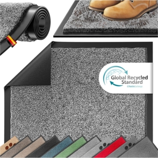 KESSER® Schmutzfangmatte rutschfeste Fußmatte für Innen- & Außenbereich waschbar & wetterfest | Türmatte Wohnungseingang | Teppich für Büro & Vorzimmer | Fußabtreter Fußabstreifer Classic, Hellgrau, 50x80 cm