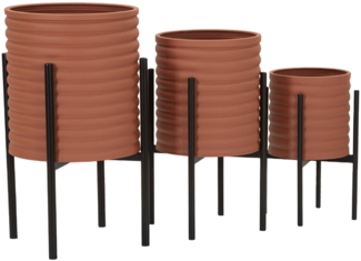Dmora Set mit 3 Vasenhaltern Cisterna, Dekorationszubehör, Dekoratives Artikel, Einrichtungszubehör, 36x36 h57 cm, Terrakotta und Schwarz