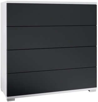 Vladon Kommode Pavos V3 (Sideboard, mit 4 Schubladen), Weiß matt/Schwarz matt (76 x 76 x 35 cm)