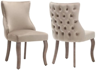 OKWISH Polsterstuhl Esszimmerstuhl Wohnzimmerstuhl Küchenstühle Samt Stuhl Massivholzstuhl (Massivholz,Esszimmerstühle,Set nur Stühle ohne Esstisch,Design-Stuhl, 2 St)