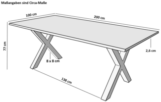 SAM® Baumkantentisch Spike, massives Mangoholz, Baumkante, Metallgestell X-Form