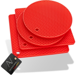 AVANA Topfuntersetzer Silikon Untersetzer Multifunktional Pfannenuntersetzer Topflappen, Zubehör für Töpfe, Pfannen, Auflaufformen, 4er Set, Hitzebeständig, Wabenmuster (2 Rund, 2 Viereckig)