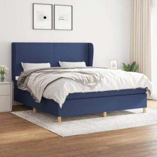 Boxspringbett mit Matratze Stoff Blau 160 x 200 cm