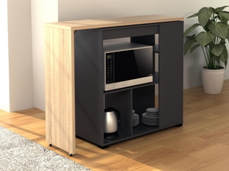Vente-unique - Bartisch drehbar mit Stauraum - Holzfarben & Anthrazit - SATURNE