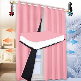 Jibenhome Vorhang Schlafzimmer Vorhänge Blickdicht, Thermogardinen Kälteschutz (1 St), Winter Verdunklungsvorhänge Ösen Thermal Wärmeisolierend