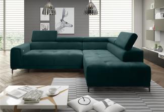 Stylefy Volter Ecksofa Velours Grün Rechts