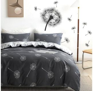 KEAYOO Bettwäsche QCJY, Baumwolle, 3 teilig, Baumwolle, Mit Reißverschluss, Mit Pusteblume Muster