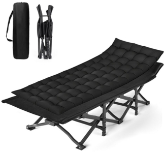 CALIYO Feldbett Feldbett Klappbett 188×66 cm mit Polsterauflage Tragkraft bis 150 kg Faltbares Gästebett für Camping, Reisen, Zuhause