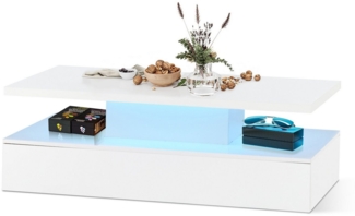 Ofcasa Couchtisch 110 x 60 x 38 cm Wohnzimmertisch (1 Tisch), Hochglänzende Sofatische mit LED-Beleuchtung