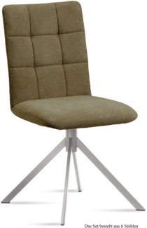 Esszimmerstuhl (6er-Set) Dorise 47 x 91 x 60 Edelstahl/Olivgrün