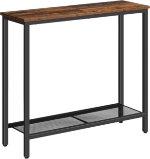 HOOBRO Schmaler Konsolentisch Vintagebraun 75x24x75 cm Holz Metall Spiegel