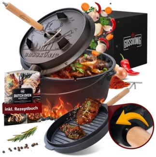 GUSSKÖNIG Grilltopf GUSSKÖNIG Dutch Oven Set 4L, 6L, 8L, 11L,mit praktischem Deckelheber