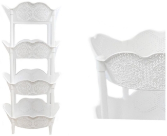 Obst Etagere Ständer Korb stapelbare Aufbewahrungskörbe 39x39x82cm Küchen Organizer 213021 Weiß